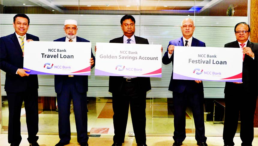Mosleh Uddin Ahmed, Managing Director of NCC Bank Limited, inaugurates three new service products named Golden Savings Account, Festival Loan and Travel Loan to satisfy of customers of different level on the occasion of bank's 25th Anniversary at its hea