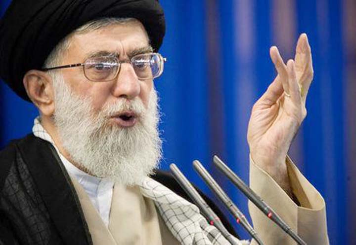 Supreme Leader Ayatollah Ali Khamenei speaks during Friday Juma prayers in Tehran