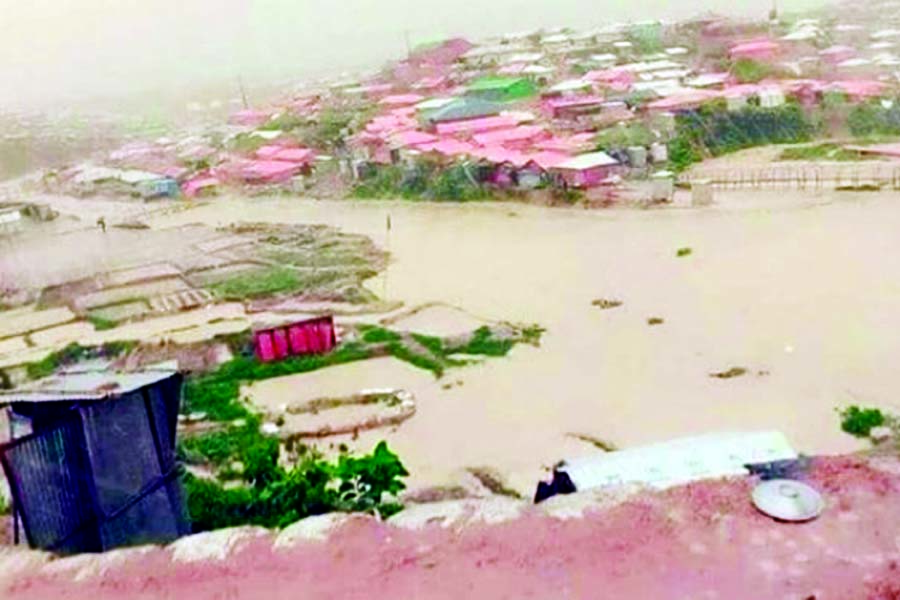 Rohingya refugee camps damaged by rains.