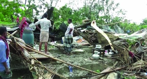 PATUAKHALI: Some fifty houses and three hundreds of trees have been damaged at Hussainpara in Kuakata Upazila by sudden tornado on Sunday night.