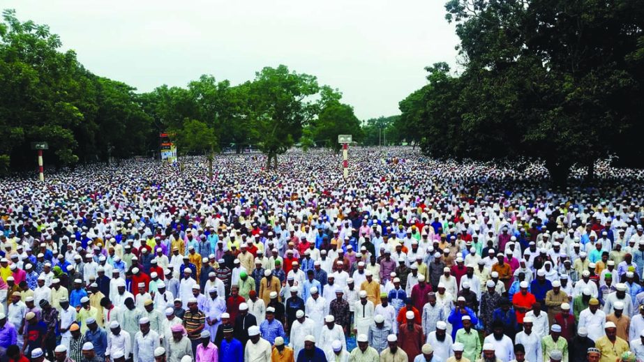 Devotees took part in the country's biggest Eid congregation at Sholakia in Kishoreganj district on Saturday.