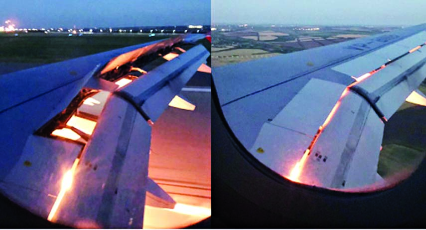 The flames were seen from the plane's windows.