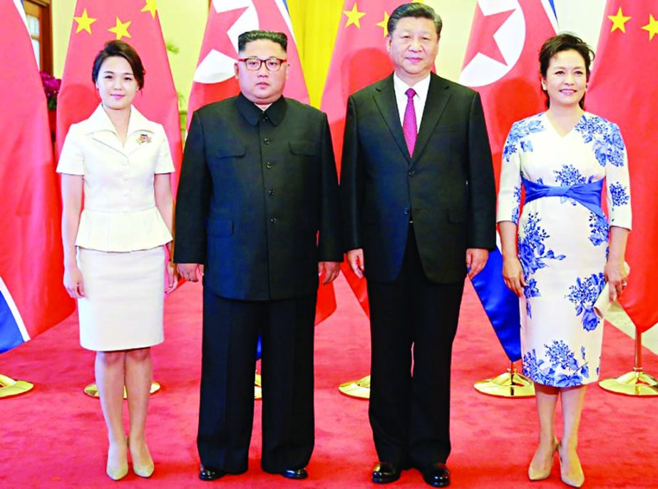 The first ladies of North Korea and China joined their husbands Kim Jong Un and Xi Jinping at the gathering in Beijing.