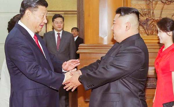 The meeting between the leaders came on the second and last day of Kim Jong Unâ€™s latest visit to Beijing.