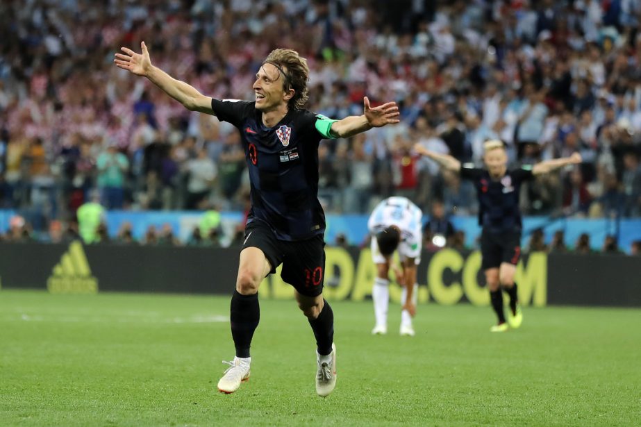 Croatia's Luka Modric celebrates after scoring against Argentina on Thursday.