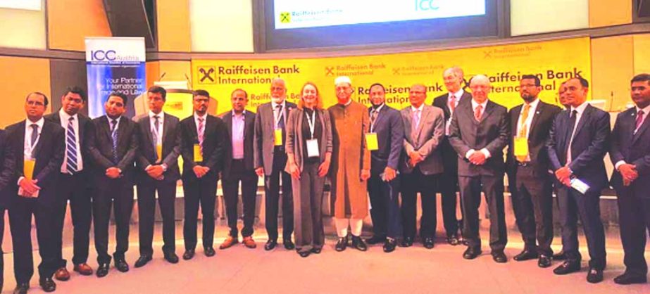 Ataur Rahman, Secretary General of ICC Bangladesh, poses for a photograph at the concluding session of Trade Finance Week in Vienna in Austria on Wednesday. Bankers from Bangladesh Bank, Commercial Banks and officials from Bangladesh Chemical Industries C