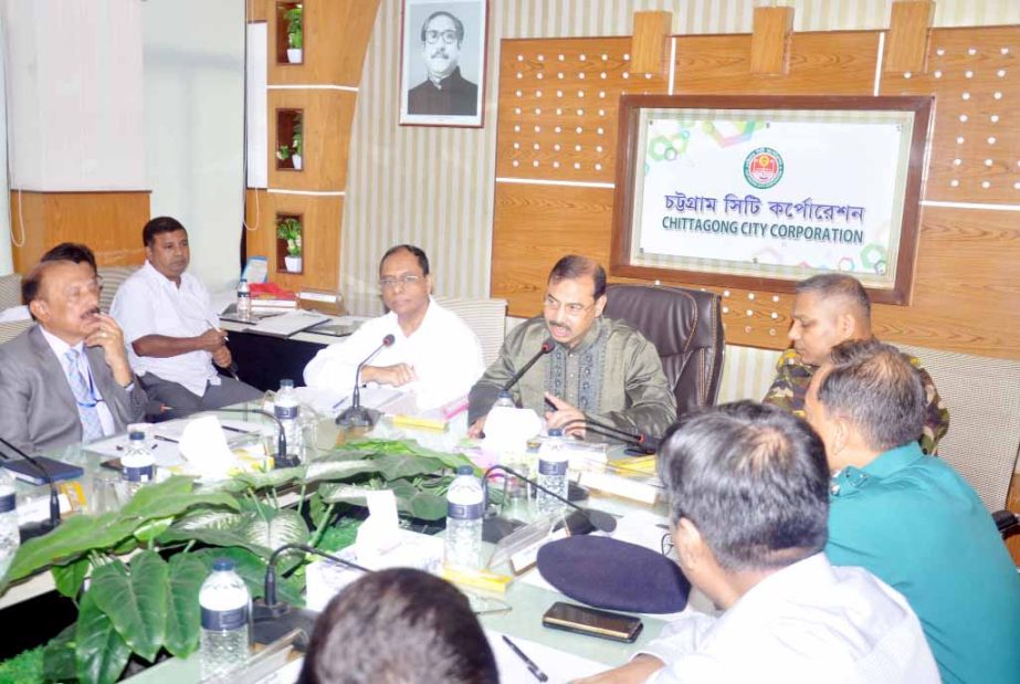 CCC Mayor AJM Nasir Uddin addressing the coordination meeting of CCC at the Conference Room on Sunday.