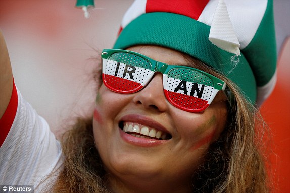 An Iranan supporter ahead of kick-off