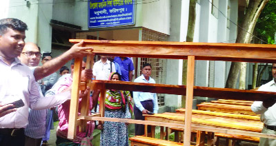 FARIDPUR: Upazila Chairman Azizur Rahman distributed 200 benches for 16 educational institutions in Modhukhali Upazila recently .