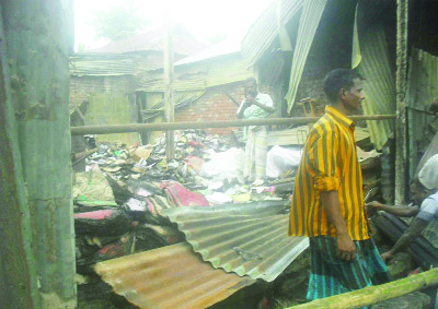 SUNDARGANJ(Gaibandha): A devastation fire gutted shops and hotels at Sundarganj Upazila on Wednesday.