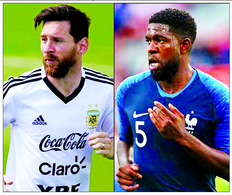 Barcelona teammates Samuel Umtiti and Lionel Messi will come face to face when France face Argentina in the round 16 of World Cup 1st match today (Saturday).