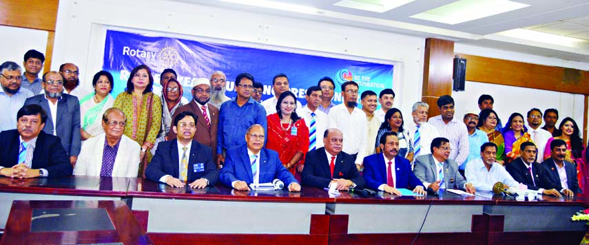 Rotary Governor AFM Alamgir addressing a press conference held on Saturday at the National Press Club.