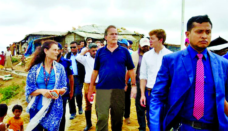 Minister of State for Asia and the Pacific Mark Field visited the Rohingya camps in Kutupalong of Cox's Bazar on Saturday.