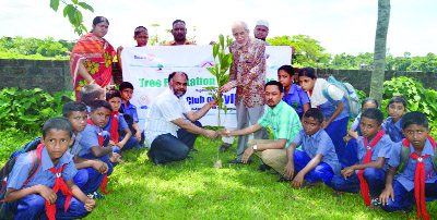 SYLHET: Brig(Retd) Dr A Malik planting saplings at Syed Nurunnesa Govt Primary School at South Surma Upazila organised by Rotary Club of Sylhet as Chief Guest recently.