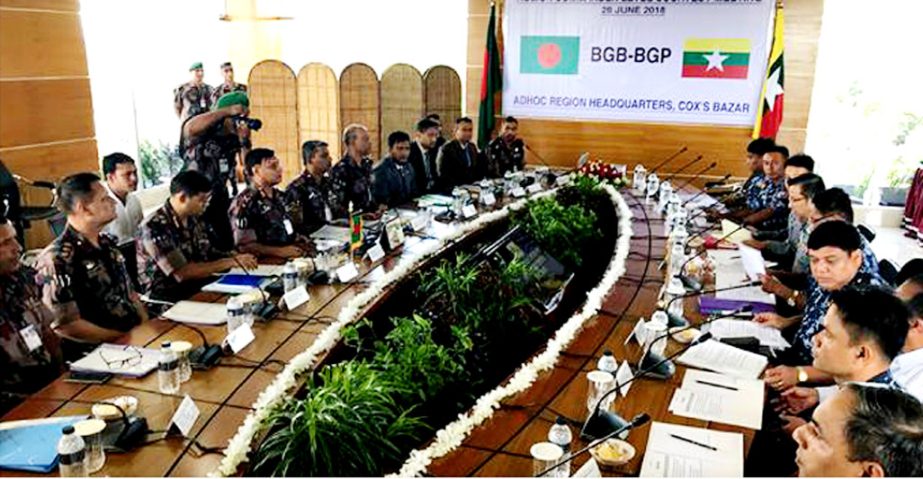 A flag meeting between Bangladesh Boarder Guard (BGB) and Myanmar Border Guard Police (BGP) was held at Regional Office of BGB at Cox's Bazar on Thursday.