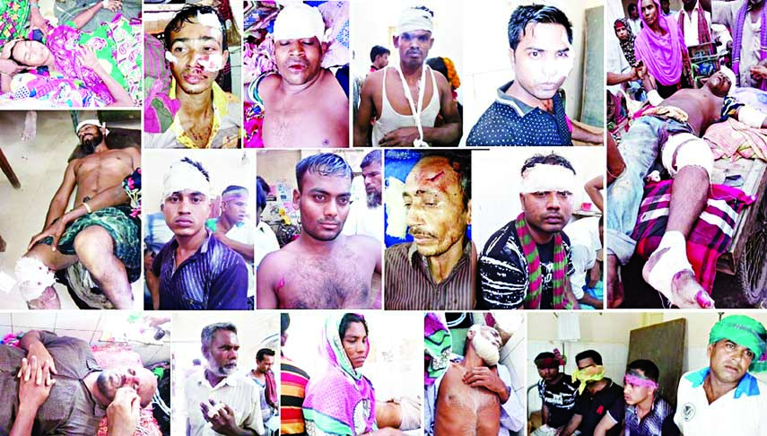 At least 30 people including women were injured in a clash between two rival groups of Awami League over establishing supremacy in Bhatbaria village of Sailkupa Upazila in Jhenaidah on Saturday. This picture was taken from Sailkupa Health Complex.
