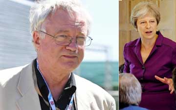 David Davis, pictured at the British Grand Prix on Sunday, has triggered a crisis for Theresa May as she tries to build support for her Brexit plan.