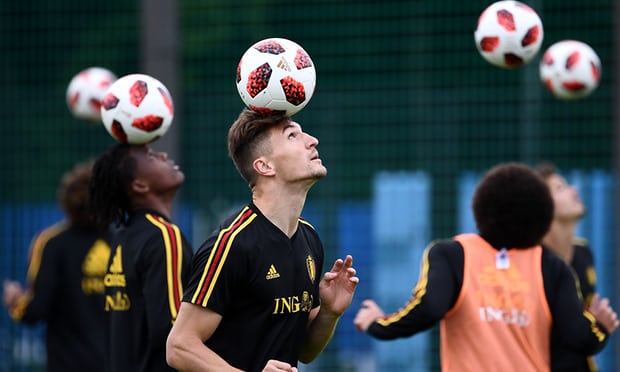 Belgium's defender Thomas Meunier trains at the Guchkovo Stadium on Tuesday on the eve of their World Cup semi-final against France.