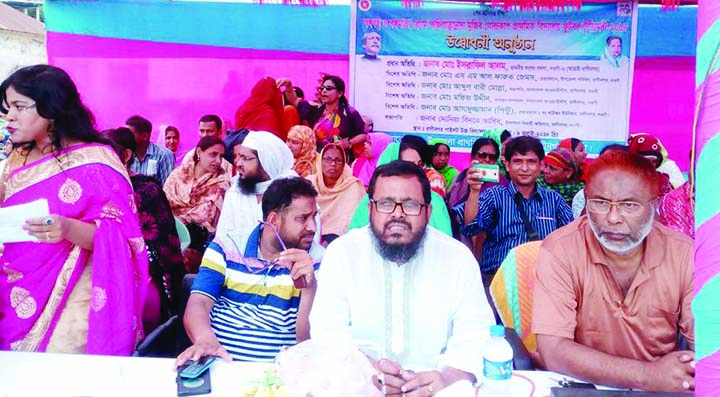 RANINAGAR(Naogaon): Sonia- Binte- Tabib, UNO, Raninagar Upazila speaking at the inaugural programme of Bangabandhu and Bangamata Football Tournament at Raninagar Pilot High School premises organised by Upazila Primary Education Department on Monday.