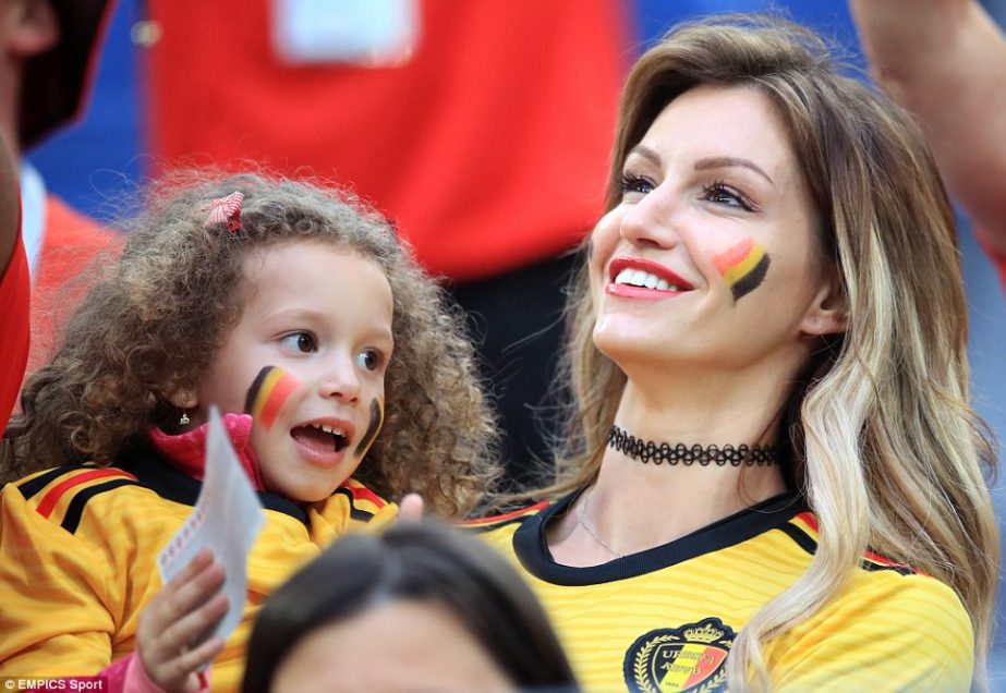 Rafael Szabo, wife of Belgium's Axel Witzel, showing her support during the first semi-final of the World Cup, which saw her husband's team kicked out of the tournament.