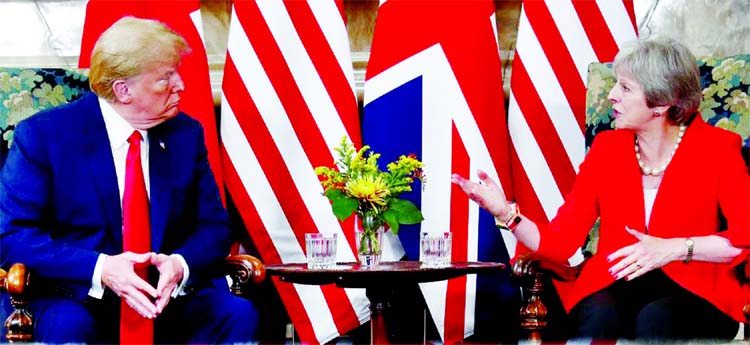 U.S. President Donald Trump and British Prime Minister Theresa May meet at Chequers in Buckinghamshire in Britain.