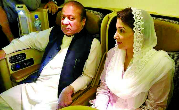 Nawaz Sharif and Maryam Nawaz were taken into custody after their arrival at Lahore airport.