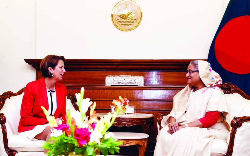 Secretary General's Special Envoy on Myanmar Ms. Christine Schraner Burgener called on Prime Minister Sheikh Hasina at the latter's office on Monday. BSS photo