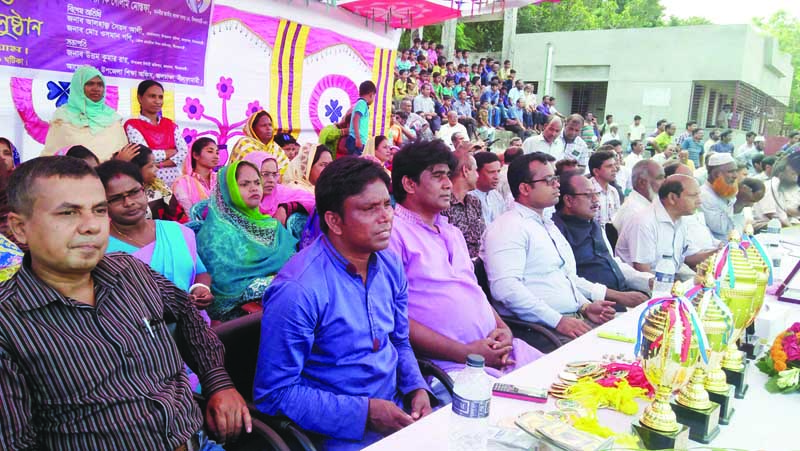 JALDHAKA (Nilphamari): Golum Mustafa MP enjoying the final match of Bangabandhu and Bangamata Begum Fazilatunnesa Mujib Gold Cup Tournament at Jaldhaka Upazila as Chief Guest recently. Among others, Uttam Kumar Rai, UNO was also present in the programme