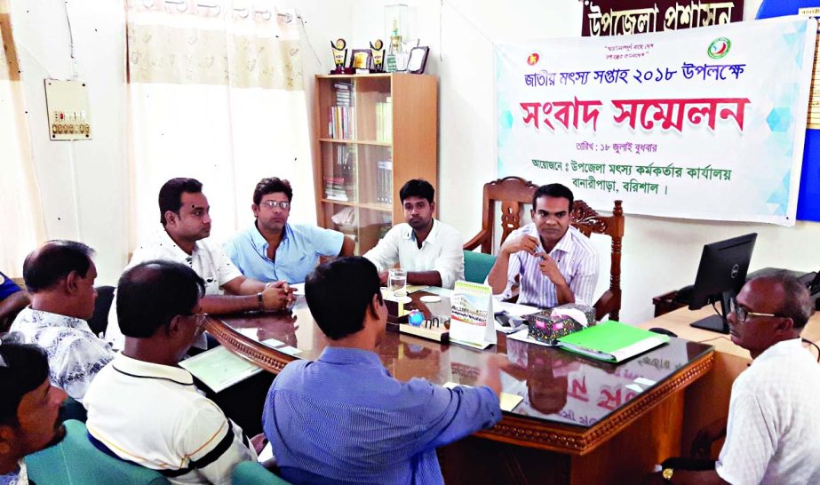 BANARIPARA (Barishal): Md Shariful Islam , UNO , Banaripara Upazila speaking at a discussion meeting marking the National Fisheries Week on Wednesday.