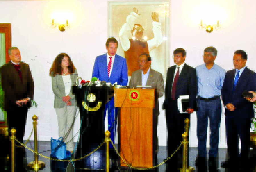 Foreign Secretary of Bangladesh M Shahidul Haque and Managing Director of Asia Pacific Region Gunnar Wigand speaking at the third foreign office consultation of European Union on 'Rohingya Crises' at the State Guest House 'Padma' in the city on Thursd