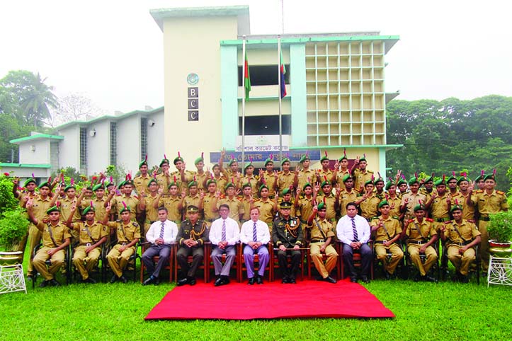 BAISHAL: Students of Barishal Cadet College showing V sign after publishing HSC results yesterday.