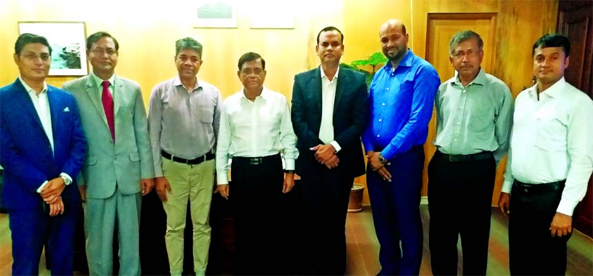 Institute of Chartered Secretaries of Bangladesh and Insurance Development and Regulatory Authority officials are seen posing for photo. From Left: Md. Sharif Hasan ACS, Md. Monirul Alam FCS, Md. Selim Reza FCS, Md. Shafiqur Rahman Patwary, Chairman, IDRA