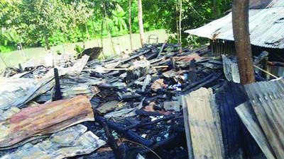 BETAGI (Barguna): A devastating fire gutted seven shops at Betagi Bailey Bridge Bazar on Saturday.