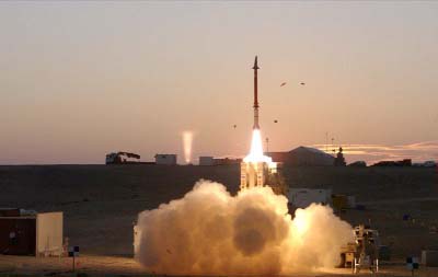 Photo shows tests being undertaken for Israel's David Sling's missile defence system.