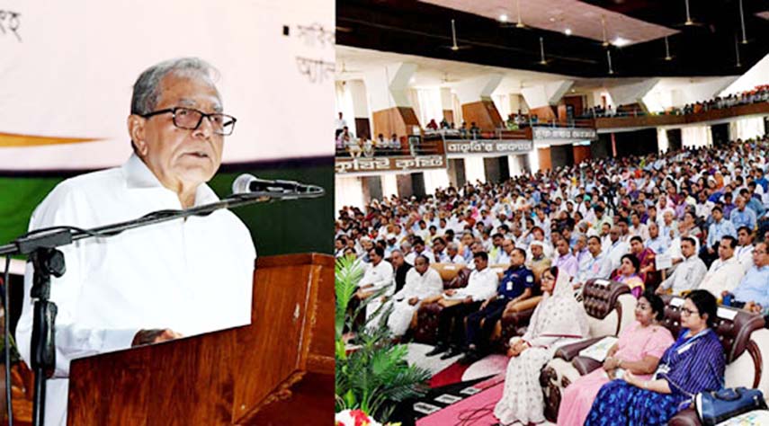 President M Abdul Hamid addressing the 57th Founding Anniversary of Bangladesh Agricultural University on Sunday.