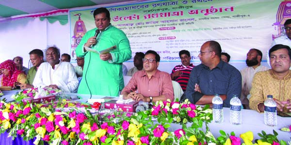 GAZIPUR: Jahid Ahsan Rasel MP, Chairman , Parliamentary Standing Committee on Youth and Sports Ministry speaking at a discussion meeting on the occasion of the Ulto Ratha Yatra in Gazipur on Sunday.