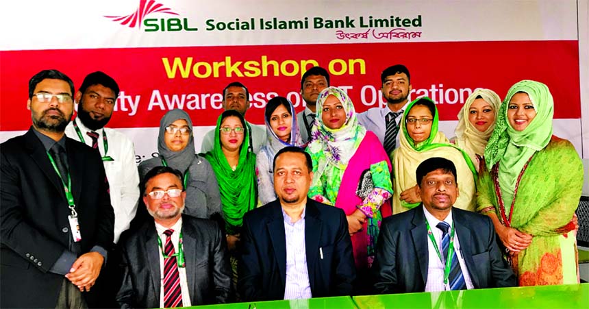 Zafar Alam, Deputy Managing Director of Social Islami Bank Limited, poses with the participants of a workshop on Security Awareness of ICT Operations at the Bank's Training Institute recently. Md. Nazmus Saadat, EVP and Manager of Principal Branch and Su