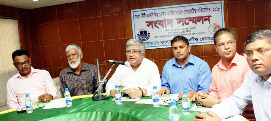 President of Bangladesh Athletics Federation ASM Ali Kabir addressing a press conference at the conference room in the Bangabandhu National Stadium on Wednesday.