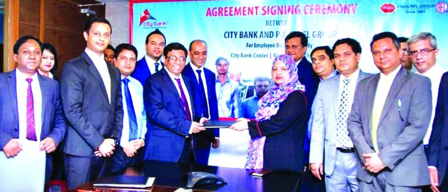 City Bank recently signed a strategic agreement with Pran-RFL Group for Employment Banking facilities. Sohail R.K. Hussain, Managing Director of City Bank and Uzma Chowdhury, Director of Pran-RFL Group, exchange the documents of deal at the Bank's head