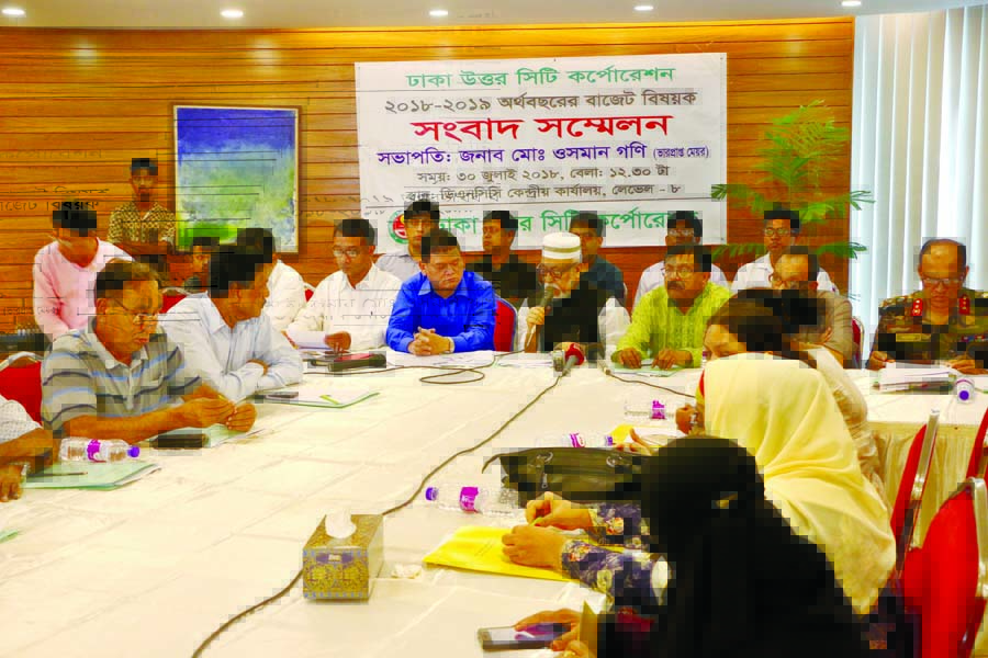Acting Mayor of Dhaka North City Corporation (DNCC) Osman Gani speaking at a prÃ¨ss conference on budget of DNCC at its office on Monday.