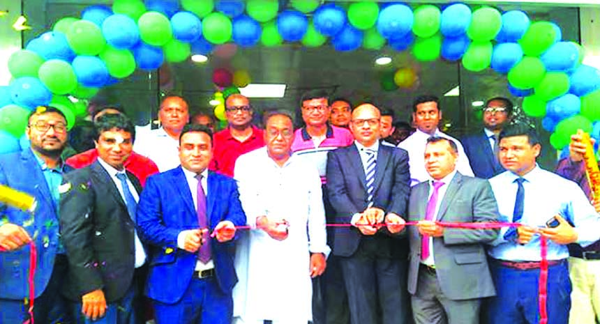 Jayant Khosla, Assistant Country Manager of TATA Motors, inaugurating the first show room of TATA car at Santinagar area near Modern Sadar Hospital in Nilphamari on Saturday. Md Mizanoor Rahman, Head of Dealers Network Expansion and Development, Md Tanvir