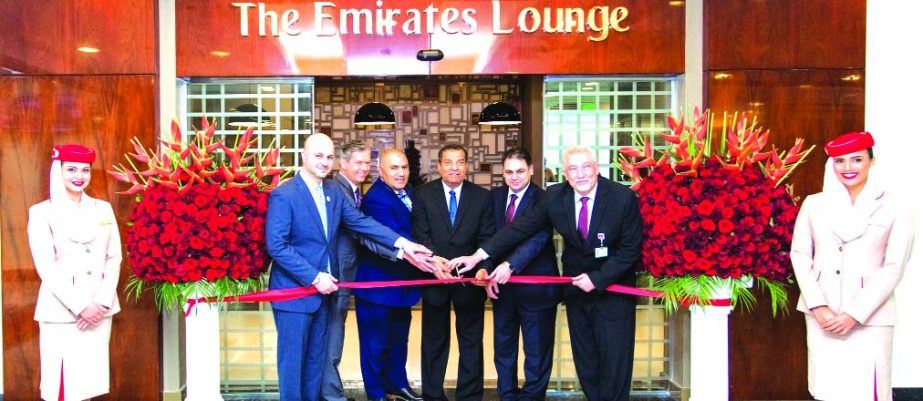 Engr. Ahmed Youssef, Chairman of the Egyptian Tourism Promotion Board, Mohammed H Mattar, Emirates' Divisional Senior Vice President - Emirates Airport Services; Thani Al Ansari, Country Manager, Egypt, Emirates, inaugurate its 42nd dedicated lounge acro