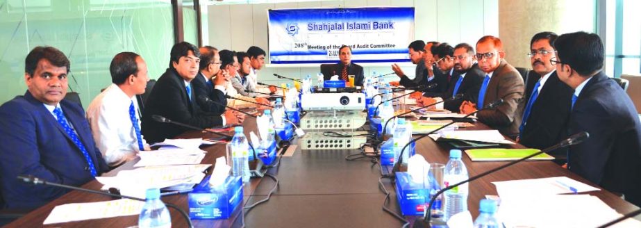 Mosharraf Hossain Chowdhury, Chairman of the Board Audit Committee of Shahjalal Islami Bank Limited, presides over the 208th meeting of the Board Audit Committee of the Bank held recently at its head office. Among others, the Directors and Member of Board