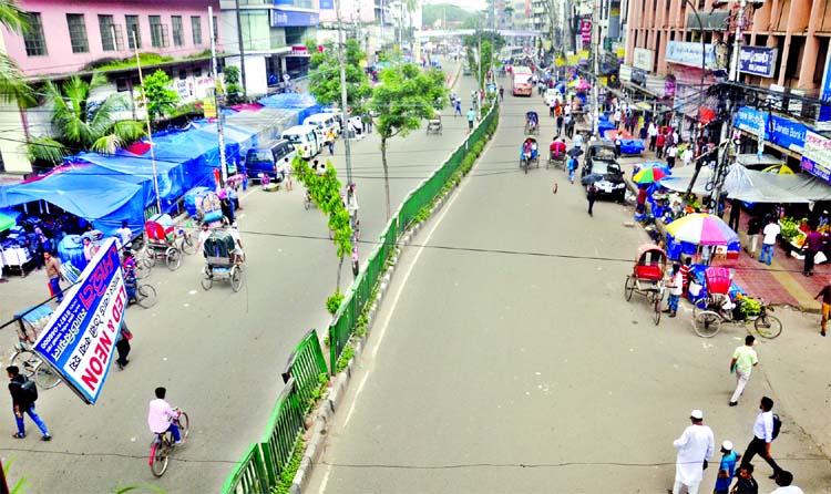 City's street wears a deserted look on Wednesday. Picture was taken from Purana Palton area.