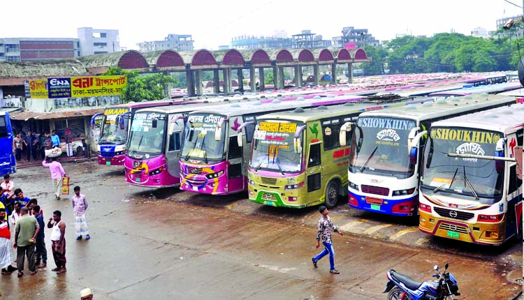 Due to ongoing movement of general students, no bus of long route has left the capital. The snap was taken from the city's Mahakhali Bus Terminal on Thursday.