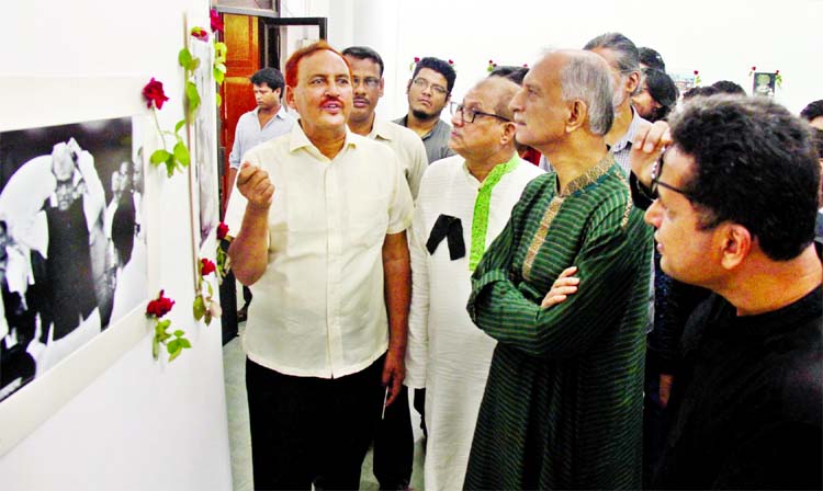 Former Vice-Chanchellor of Dhaka University Prof Dr. AAMS Arefin Siddique, among others, at the inaugural function of a photo exhibition titled 'Bangabandhu in Pavel Rahman's Camera' at Zainul Gallery of the Faculty of Fine Arts of DU on Friday.