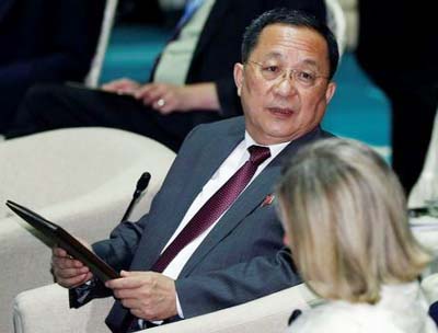 North Korea's Foreign Minister Ri Yong Ho attends the ASEAN Regional Forum Retreat Session in Singapore on Saturday.