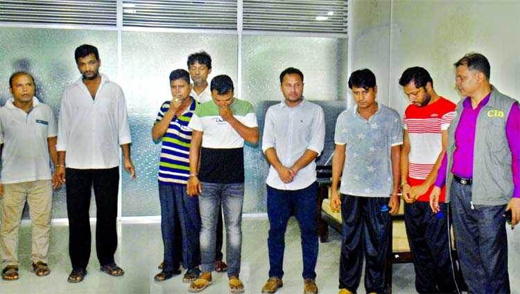 Nine members of a fraudulent gang were arrested by CID on charges of leaking of question papers through digital method of different recruitments and university admission test from separate areas on Thursday.