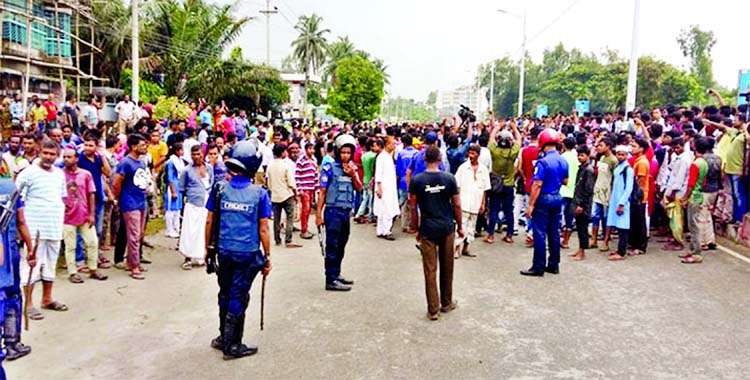 Local people blocked the Dhaka-Rangpur Highway on Sunday following the death of Class ten student as bus hit him near 'Shutkir Mor'. He was the student of Collectorate School and College.