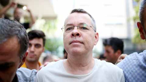 Brunson, who faces 35 years in jail over terror and espionage charges, remains under house arrest in Turkey.